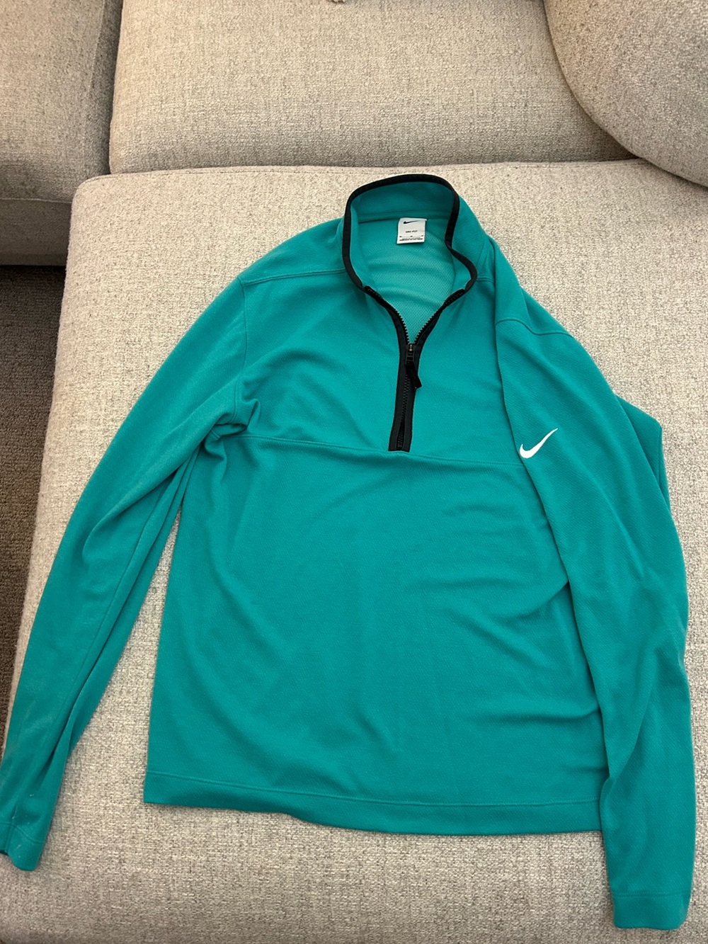 Nike Men’s Teal Quarter-Zip Shirt Jacket with Black Trim